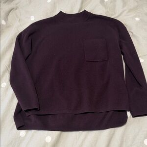 Banana Republic Women's Dark Purple Pocket Crewneck Sweater